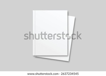 Vector realistic 3d magazine mockup with white blank cover isolated on background. For the business presentation magazine, notebook, booklet, brochure, catalogue or a publisher advertising corporate
