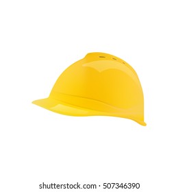 Vector realistic 3D object. Construction yellow helmet.