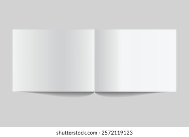 Vector realistic 3d open magazine mockup with white blank paper isolated on background. For the business presentation magazine, notebook, booklet, brochure, catalogue, publisher, advertising corporate