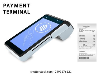 Vector Realistic 3d Payment Wi-Fi Machine, Smarthone. POS Terminal.