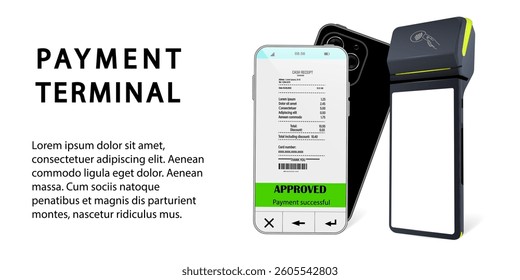 Vector Realistic 3d Payment Wi-Fi Machine, Smarthone. POS Terminal