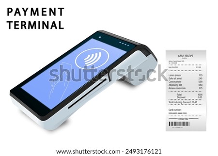 Vector Realistic 3d Payment Wi-Fi Machine, Smarthone. POS Terminal.