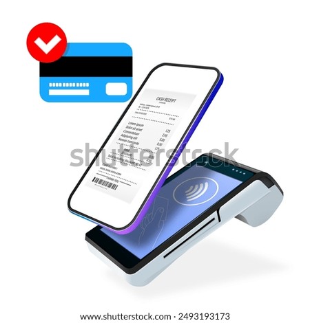 Vector Realistic 3d Payment Wi-Fi Machine, Smarthone. POS Terminal.