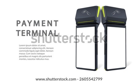 Vector Realistic 3d Payment Wi-Fi Machine, Smarthone. POS Terminal