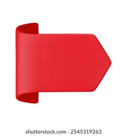 Ícone de Faixa de Opções de Indicador Vermelho 3d Realista de Vetor. Adesivo horizontal dobrado decorativo bonito. Cartoon 3d fita tag para venda banner, etiqueta de preço, elemento de design de anúncio, jogo, aplicativo, rótulo.