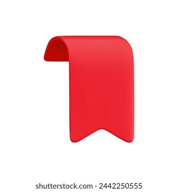 Vector Realistic 3d Red Ribbon isolated on white background. Vintage design element, decorative sticker. Cartoon 3d ribbon tag for sale banner, price tag, black friday advert, game, app, label.