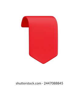 Vector Realistic 3d Red Ribbon isolated on white background. Vintage design element, decorative bookmark sticker. Cartoon 3d ribbon tag for sale banner, price tag, advert, game, app, label.