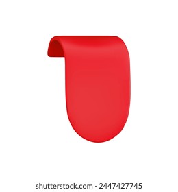 Vektorgrafik Realistisches 3D Red Ribbon isoliert auf weißem Hintergrund. Klassisches Designelement, dekorativer Aufkleber. Cartoon 3D abgerundete Band-Tag zum Verkauf Banner, Preis-Tag, Anzeige, Spiel, App, Label.