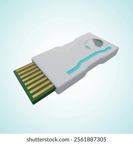 Vector Realistic 3D Render of Futuristic Flashdrive with 16 Pins