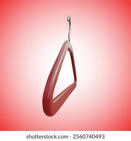 Vector Realistic 3D Render of Red Plastic Clothes Hanger with Shiny Metallic White Hook