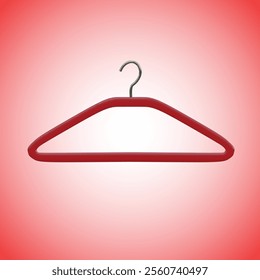 Vector Realistic 3D Render of Red Plastic Clothes Hanger with Shiny Metallic White Hook