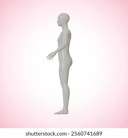 Vector Realistic 3D Render of Shiny White Male Mannequin