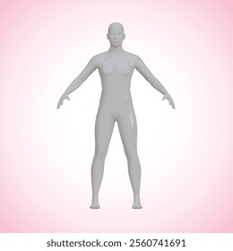 Vector Realistic 3D Render of Shiny White Male Mannequin