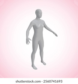 Vector Realistic 3D Render of Shiny White Male Mannequin