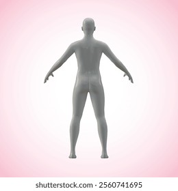 Vector Realistic 3D Render of Shiny White Male Mannequin