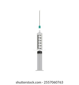 Vector Realistic 3D Render of Syringe on White Background