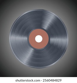 Vector Realistic 3D Render of Vinyl Record with Brown Center