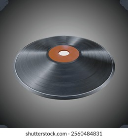 Vector Realistic 3D Render of Vinyl Record with Brown Center