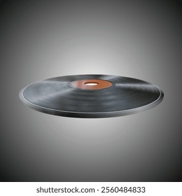 Vector Realistic 3D Render of Vinyl Record with Brown Center