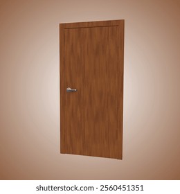 Vector Realistic 3D Render of Wooden Door with Metallic White Handle