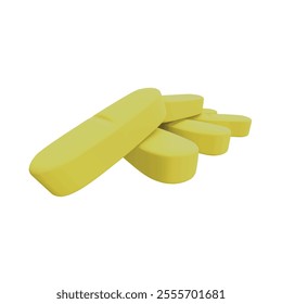 Vector Realistic 3D Render of Yellow Tablet on White Background