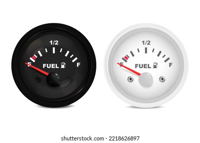 Vector realistic, 3D set of fuel level indicators in the car.