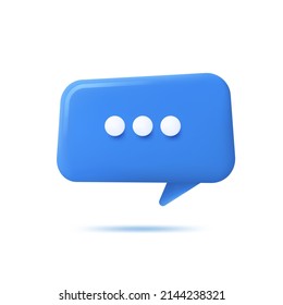 Vector realistic 3d speech bubble, chat icon, message box.