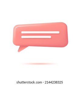 Vector Realistic 3d Speech Bubble, Chat Icon, Message Box.