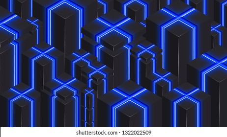 Vector realistic 3d square blue