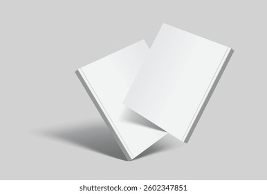 Vector realistic 3d square magazine mockup with white blank covers template on background. For the business presentation magazine, notebook, booklet, brochure, catalogue or a publisher advertising
