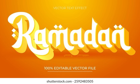 Vector realistic 3d text effect for Islamic Ramadan celebration White and Gold color