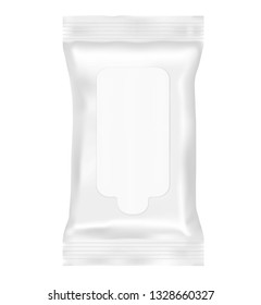 Vector realistic 3D wet wipes package with flap isolated on white background. ready template packaging for your design, presentation, advertising, promo. EPS 10. Front view. Vertical.