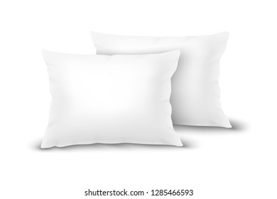 Vector Realistic 3d White Pillow Set Closeup Isolated on White Background. Elements of Bedroom, Home, Hotel Decor. Design Template of Rectangular Euro Pillows for Graphics and Mockup. Front view