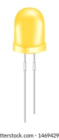 Vector realistic 3d yellow light emitting diode – small LED light bulb isolated on a white background. Semiconductor diode – electrical component.
