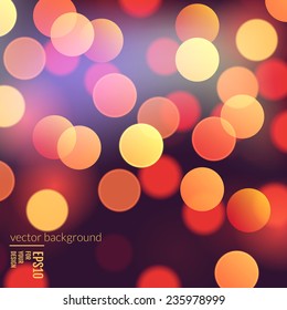 Vector realistic abstract background with blurred defocused bokeh lights