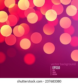 Vector realistic abstract background with blurred defocused bokeh lights