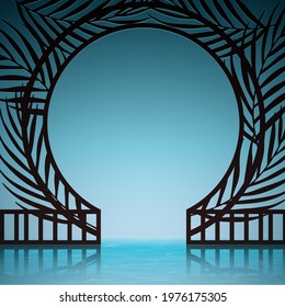 Vector realistic abstract background with exotic gates on blue background.