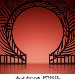 Vector realistic abstract background with exotic gates on orange background.