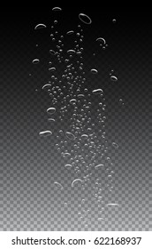 Vector realistic air underwater  bubbles isolated on transparent background.