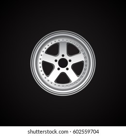 Vector realistic alloy wheel on black