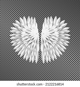 Vector Realistic Angel Wings Isolated On Transparent Background