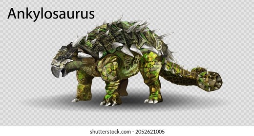 Vector realistic Ankylosaurus Dinosaur Of Jurassic Period, Prehistoric Extinct Giant Reptile. Dinosaur vector illustration suitable for education and any related graphic design project