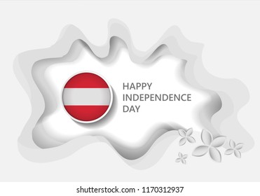 Vector realistic of austria Happy Independence Day. Paper cutting art style with shadow and round flag of austria, National Event celebration concept.
