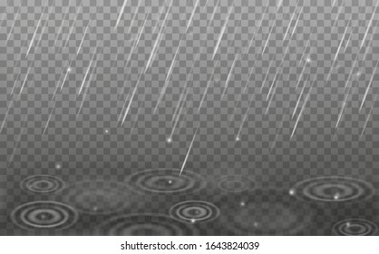 Vector realistic background with rain drops and water ripples.