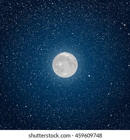 Vector realistic background. Starry night sky. Stars. Moon. Eps 10.