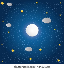 Vector realistic background. Starry night sky. Stars. Moon. Eps 10