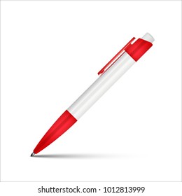 Vector Realistic Ballpoint Pen Isolated On White Background.