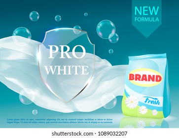 Vector Realistic Banner With Laundry Detergent.