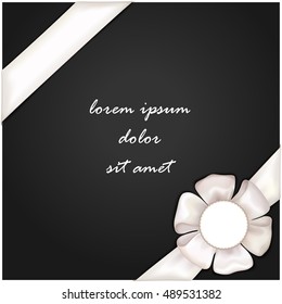 Vector realistic banner with satin ribbon and bow. Festive template for web and print