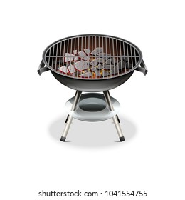 Vector realistic barbecue grill isolated on white background